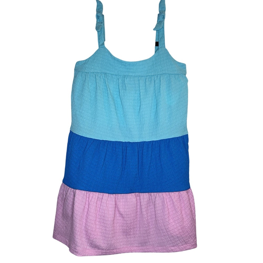 Hurley Blue Color Block Dress Sleeveless Casual Summer Outfit Girls 6X